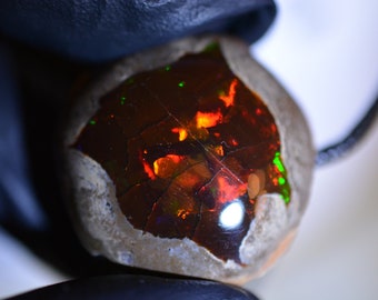 58ct 25x25x15 Nice Broadflash Pitchblack Choco Opal Necklace Shewa Ridge Africa Gem