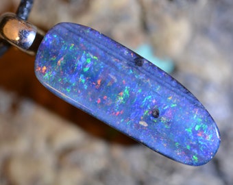 24 ct Blue Veta Rainbow Ribbon Pattern Opal Honduras Crystal Opal Basalt Opal Gem K