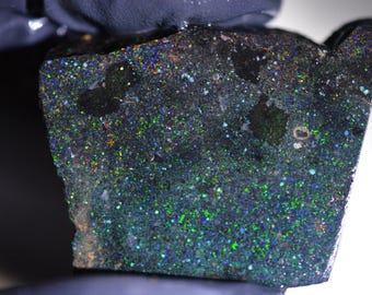 48ct 35x30x5 Nice GreenDoubleside Black Basalt Matrix Opal Rough Stone Honduras Gem