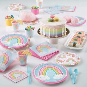 Rainbow party/ party tableware/ kids party supplies/ girls party tableware/