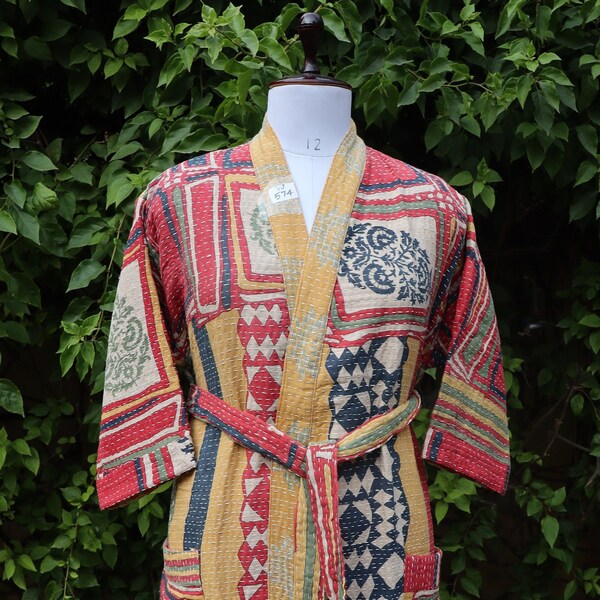 EXPRESS DELIVERY- Indische Handgemachte Vintage Kantha Quilted Wendejacke Damen tragen Baumwolle Kantha Mantel, Kimono Style Jacken, Haus Robe