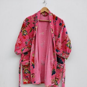 Boho Jacke mit Blumendruck, Frauen tragen japanischen Kimono, Brautjungfern Robe, Winterjacke, Samtmantel, Samtjacke, Samt Kimono