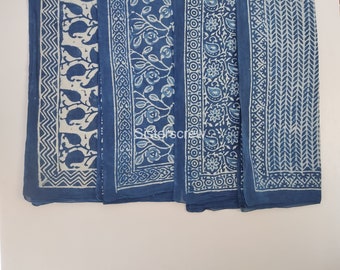 Indigo Hand Printed Sarongs, Cotton Voile Block Print Natural Dye Print Pareos, Made with Love and Care