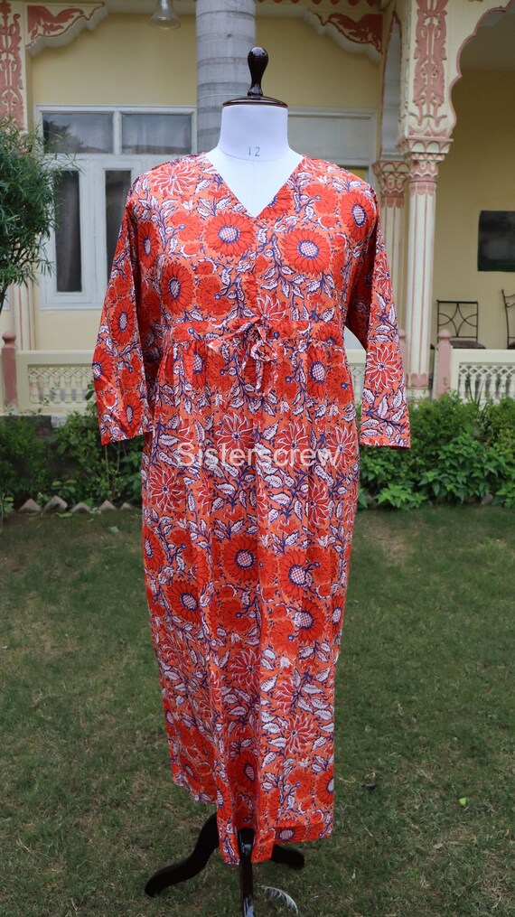 EXPRESS DELIVERY Cotton Kaftan Dress Floral Print Women Wear