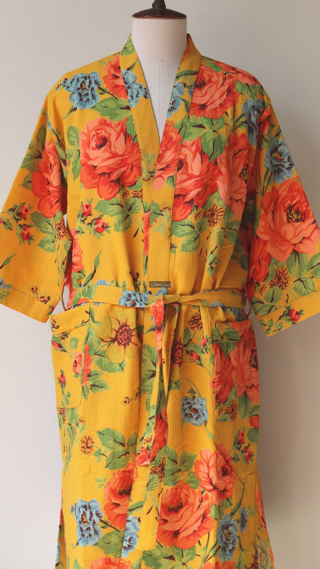 Waffle Linen Spa Robe Linen Robe Kimono Robe Sauna Robe Bath Etsy