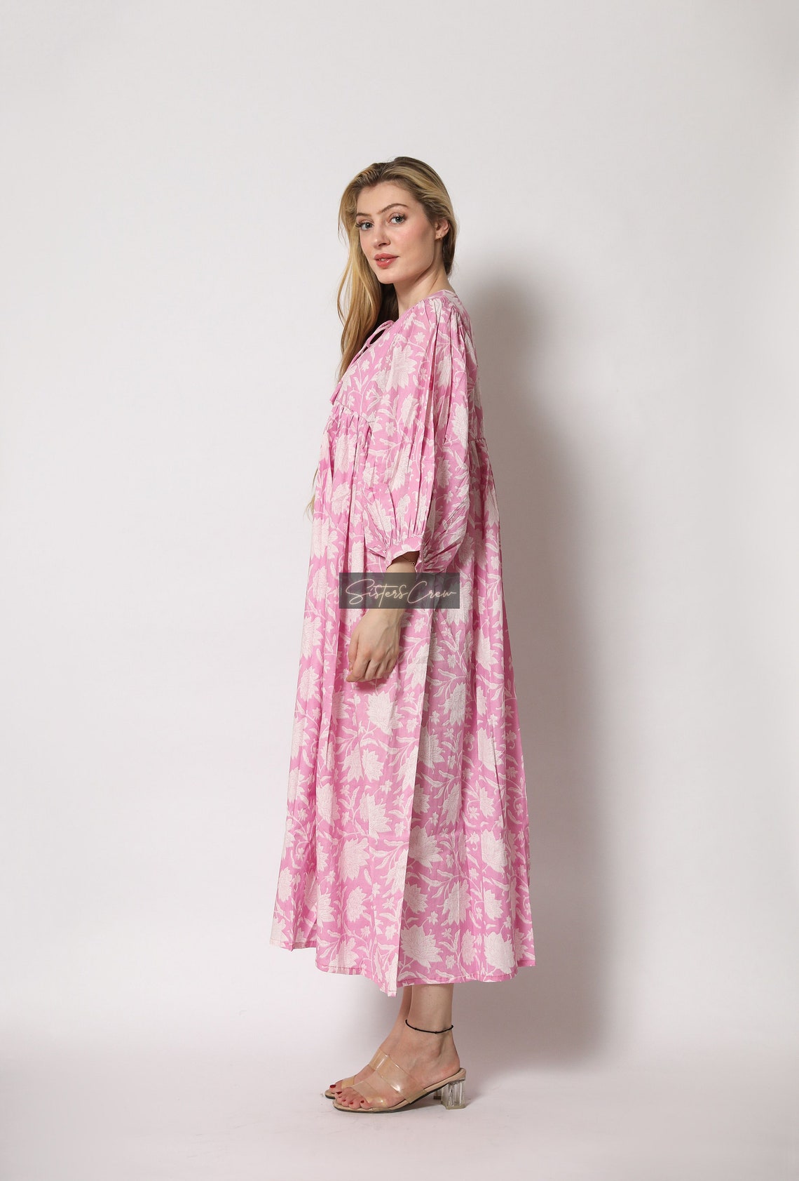 Midi Dress Mini Dress Floral Long Block Print Dress Deep - Etsy