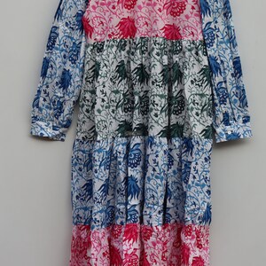 DRESS Patchwork Print Split Neck Midi