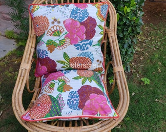EXPRESS DELIVERY- 20x20" Beautiful Fruit Print 100% Cotton fabric Cushion Cover Double Sided Print, Floral design Pillow Set Of 2 Pieces
