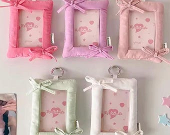 NEW! Colorful Pastel Plush Photocard ID Holder Keychain with Bows
