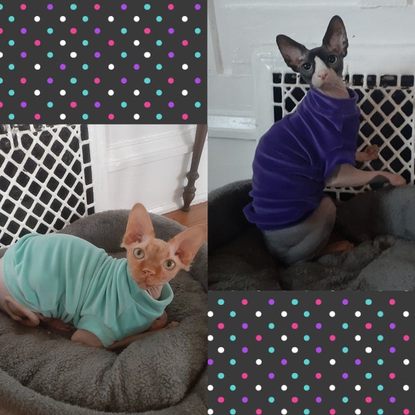 Sphynx Cat Clothes - Plush Minky Sweater - Hairless Cat Sweater - WARM!