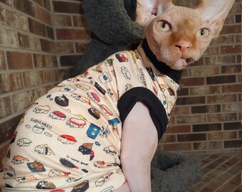 Darling Sphynx Cat Clothes - Sushi Sphynx - Hairless Cat Shirt