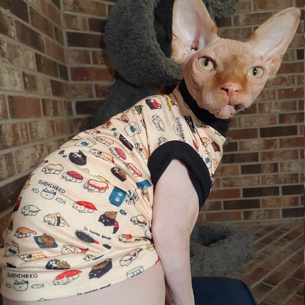 Darling Sphynx Cat Clothes - Sushi Sphynx - Hairless Cat Shirt