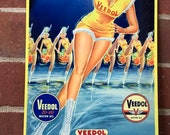 Veedol gasoline pinup aluminum sign
