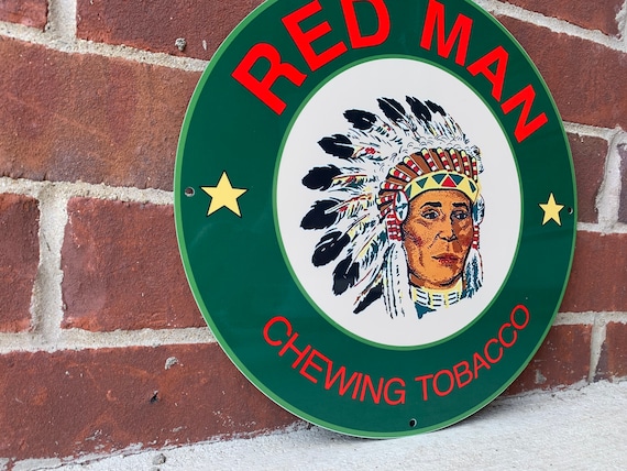 Heavy Steel Red Man Indian Chewing Tobacco Vintage Style Metal Sign