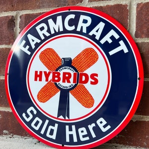 Farmcraft corn seed hybrids heavy Steel vintage Style metal sign