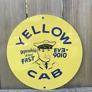 Yellow Cab Taxi Vintage Style Sign