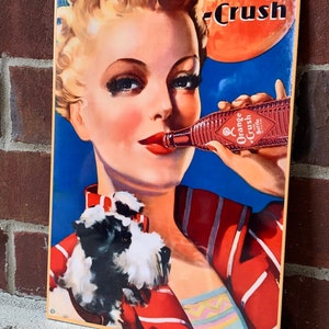 Heavy steel Orange crush soda pop vintage style Metal sign