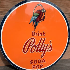 Polly parrot soda pop heavy steel vintage style Metal sign