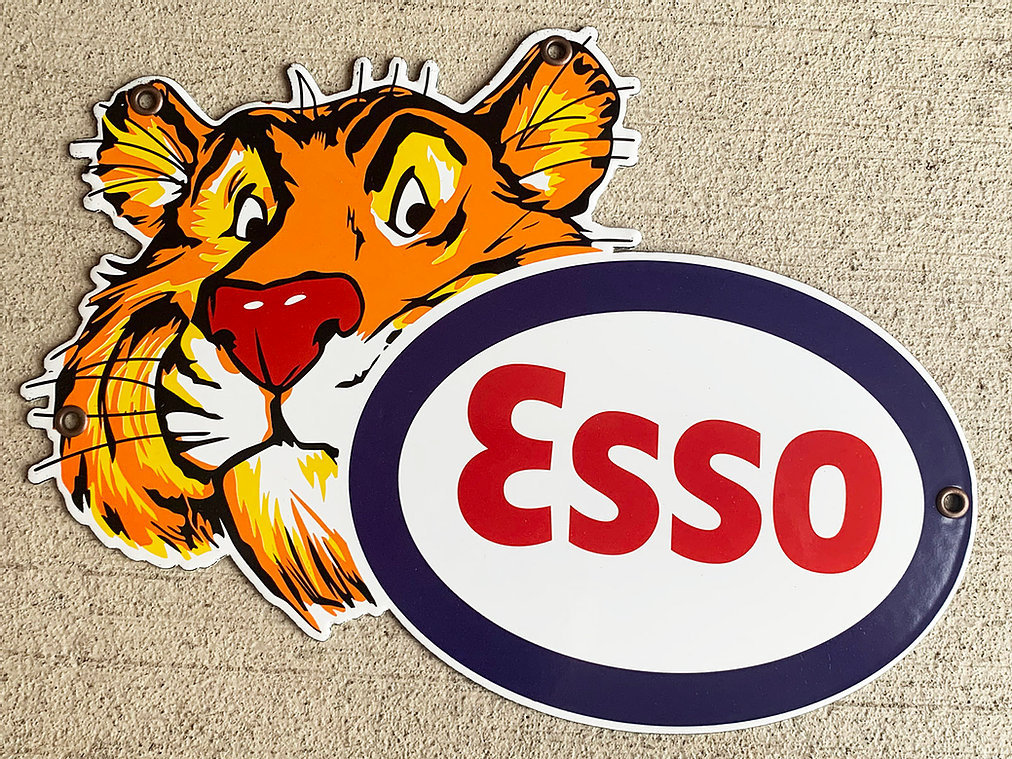 Esso Tiger Porcelain vintage style Sign Etsy