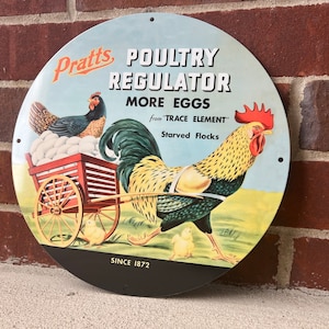 Pratts poultry regulator eggs farm heavy Steel vintage Style metal sign
