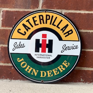 Hermoso cartel publicitario de Caterpillar John Deere International Harvester
