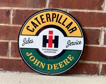 Hermoso cartel publicitario de Caterpillar John Deere International Harvester