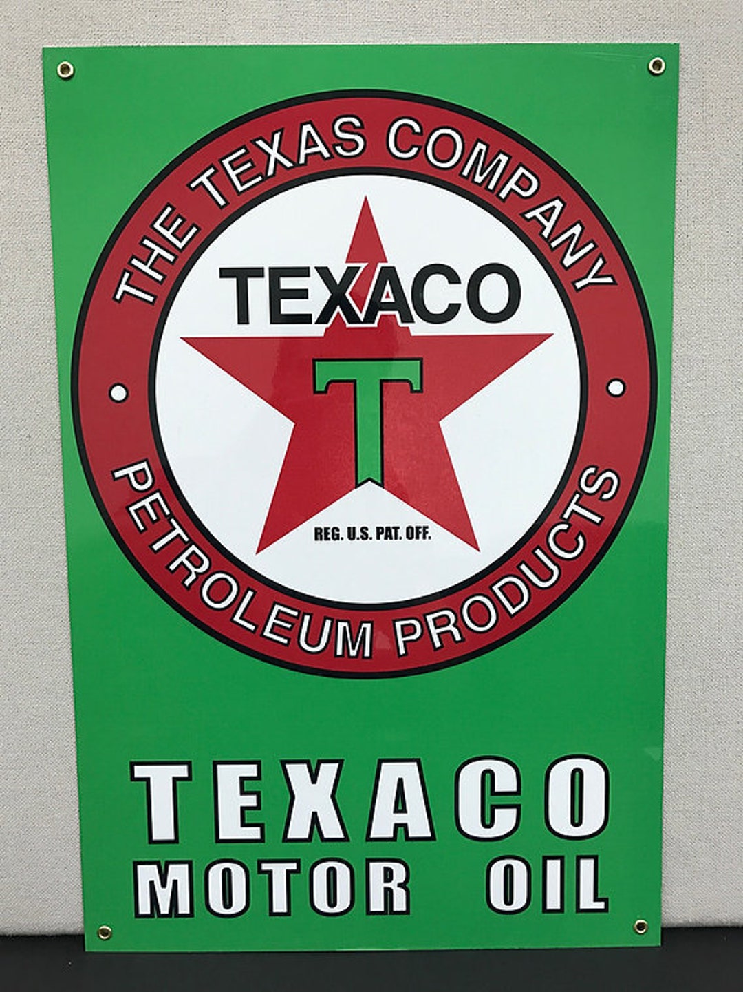 Texaco Motor Oil Green Vintage Style Sign Etsy
