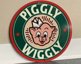 Letrero vintage de la tienda de comestibles Piggly Wiggly