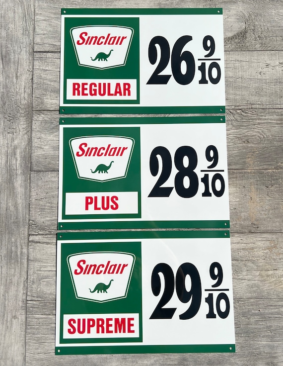 Sinclair Gasoline With 1960s Prices - 3 Piece Sign - Etsy