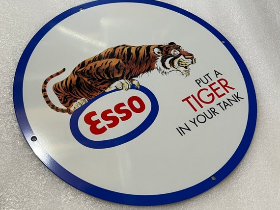 Plaque métallique Esso Tiger Petrol - Décor publicitaire de voiture