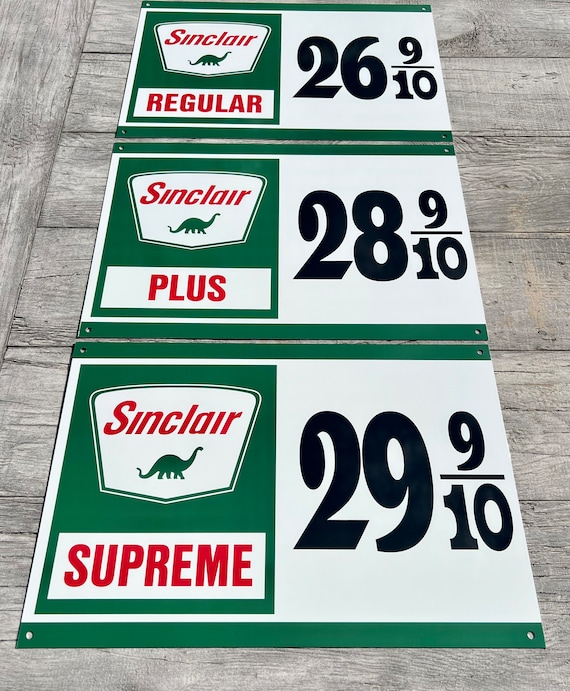 Sinclair Gasoline With 1960s Prices - 3 Piece Sign - Etsy