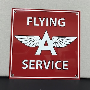 Flying A Aviation Service Red Reproduction Sign