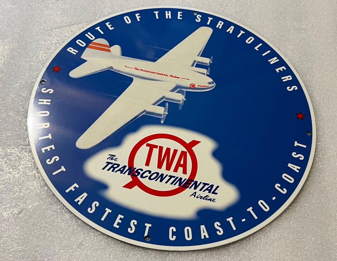 TWA Trans World Atlantic Airlines Heavy Steel Vintage Style Metal Sign ...