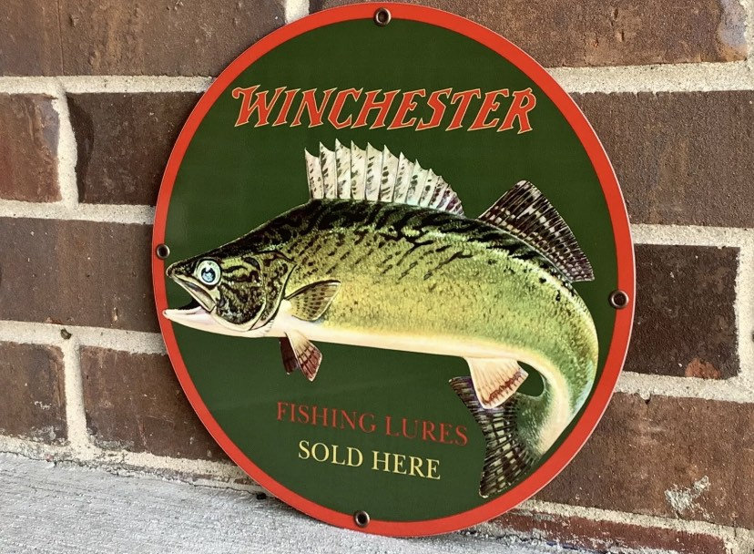 Heavy steel Winchester lures fishing vintage Style Metal sign