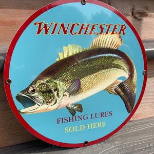 Heavy steel Winchester lures bait vintage Style metal sign