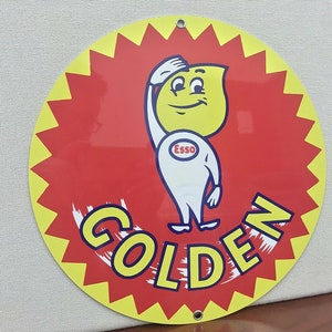 Esso Golden Gasoline vintage style advertising sign