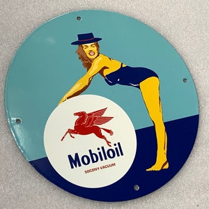 Mobil gas oil porcelain enamel sign