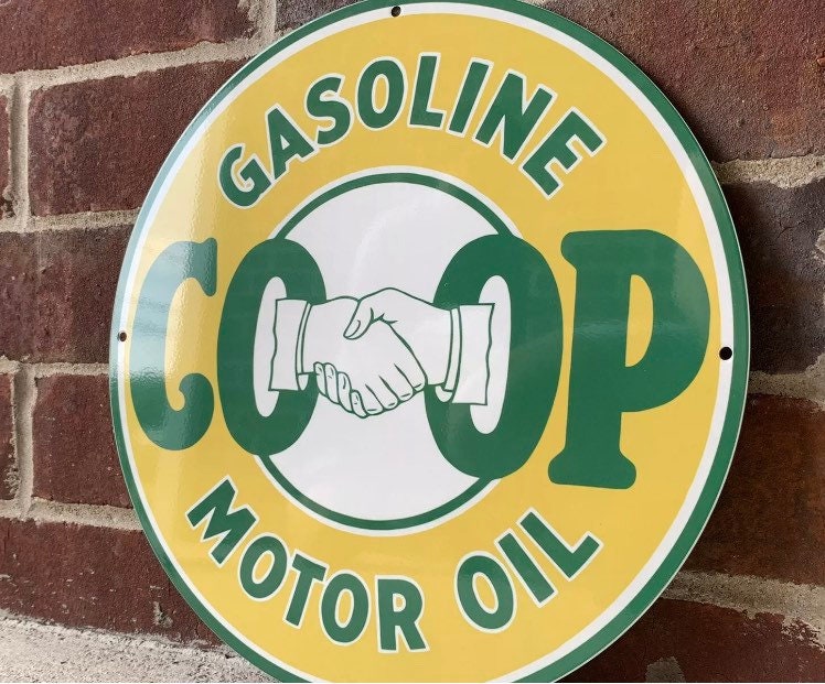 Heavy steel CO OP coop motor oil gasoline vintage Style metal sign