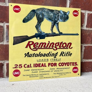 Remington rifles for coyote vintage style aluminum sign