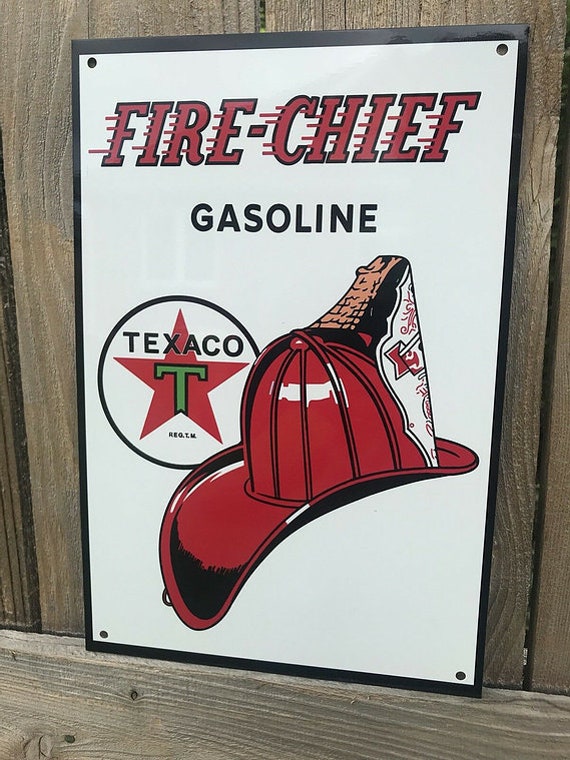 【TEXACO FIRE CHIEF】アメリカヴィンテージ看板 Texaco Fire Chief Gasoline Sign: 