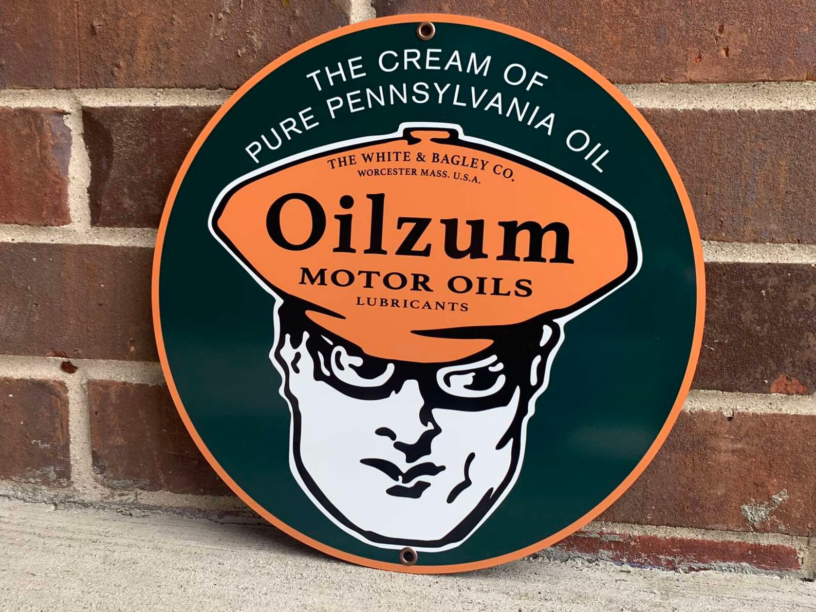 plaque alu oilzum motor oil rect 30x20 noire ole metal garage huile pompe à essence