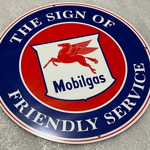 Mobil Mobilgas MOBILOIL gas vintage style heavy steel Metal sign
