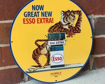 ESSO（エッソ） 看板｜30インチ/約76cm、推定1962年製｜メタルサイン ESSO（エッソ） 看板｜30インチ/約76cm、推定1962年製｜メタルサイン