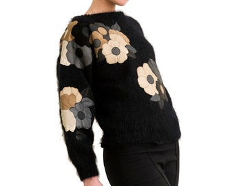 Mohair & Leather Appliqué Jumper Dead Flowers