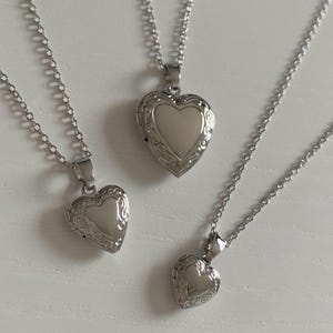 Silver heart locket necklace