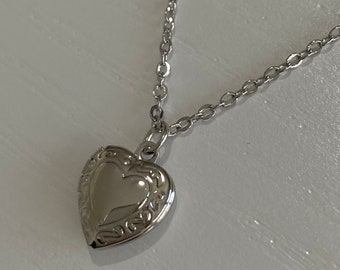 Silver heart locket necklace