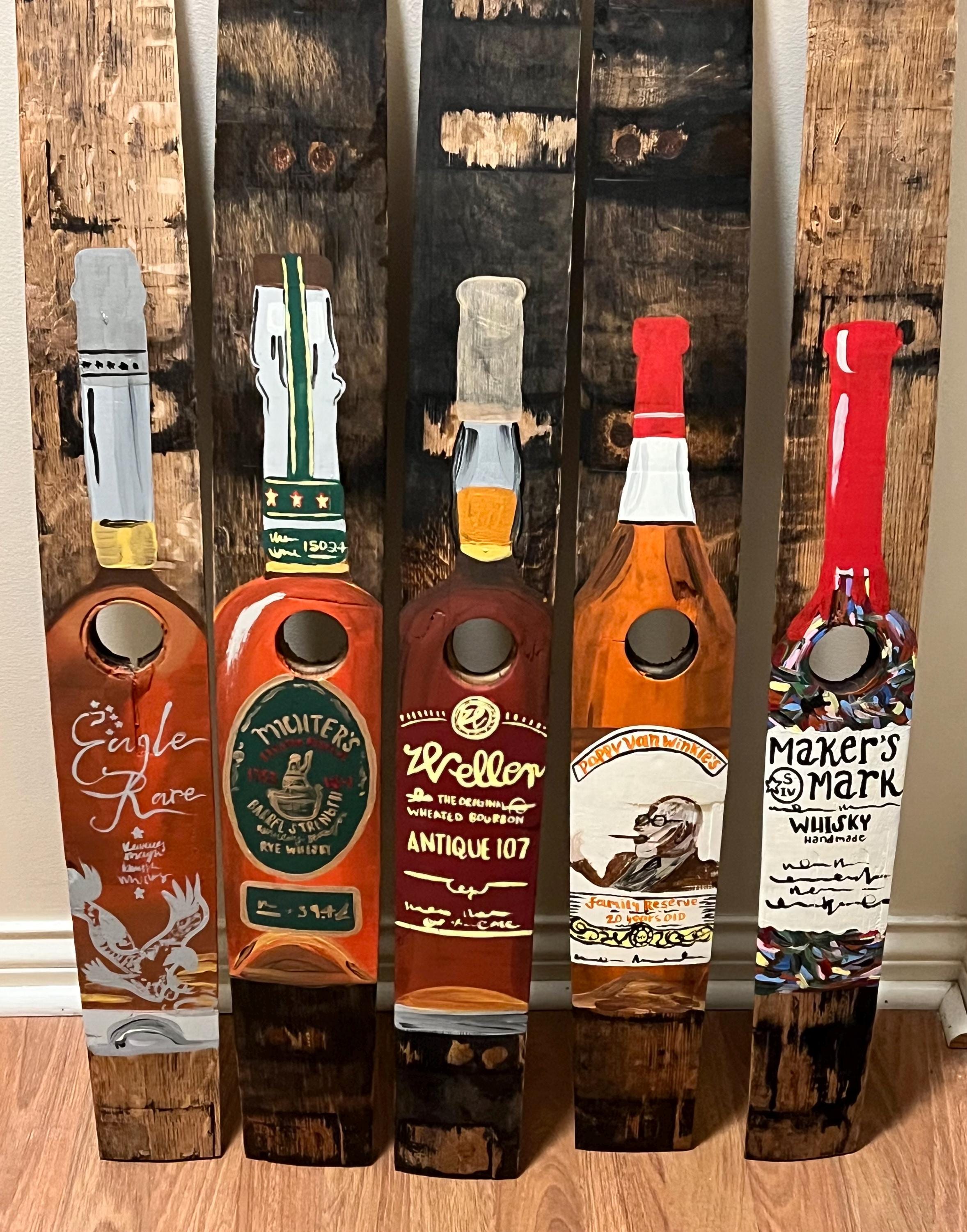 FREE shipping on 2 or more!!!  Hand painted genuine Oak Bourbon Staves, made to order...Makers Mark, Weller, Woodford or others by request.