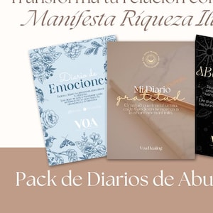 Pack de Diarios de Abundancia | 3 Cuadernos de Manifestación para Riqueza Ilimitada – Gratitud, Ley de Atracción y Afirmaciones