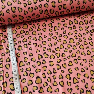 Leopard, Herz, pink, Jersey, Baumwolle Elastan, Stoff, uk, öko-tex, unisex Bild 1