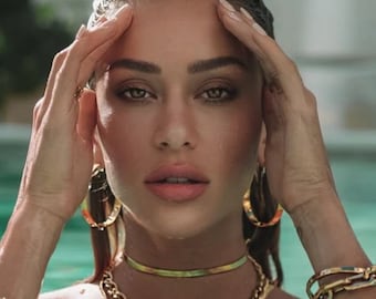 Aros Dorados Planos, Aros Grandes, Pendientes Atrevidos, Pendientes Hipoalergénicos, Aros Dorados, Pendientes Oro